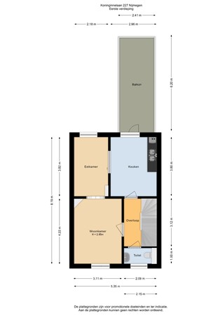 Floorplan - Koninginnelaan 225, 6542 ZR Nijmegen