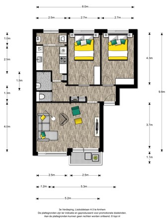 Floorplan - Lisdoddelaan 4-3, 6832 EC Arnhem