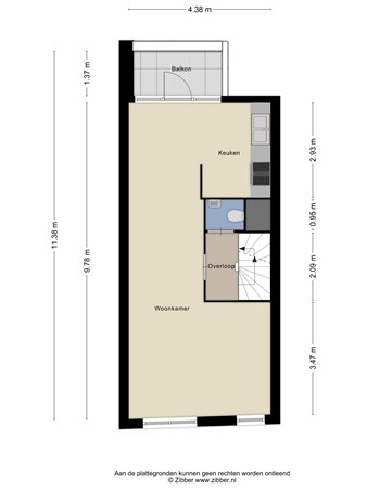 Sint Teunisstraat 11B, 6211 BA Maastricht - 431541_2D_Eerste_Verdieping_Sint_Teunisstraat_11_b_Maastricht_02.jpg