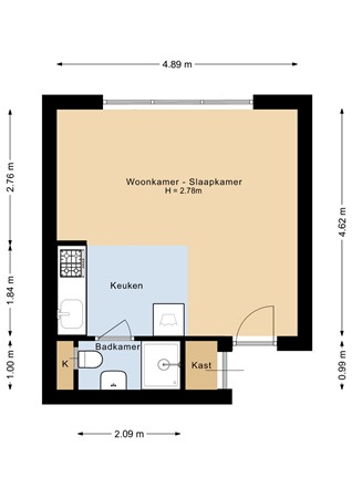 Floorplan - Adriaanstraat 28D, 3581 SG Utrecht