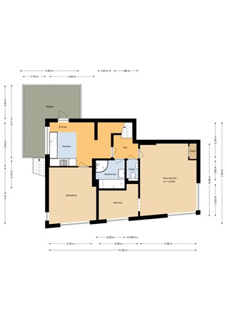 Floorplan - Havenstraat 13B, 1271 AB Huizen