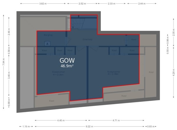 Floorplan - Havenstraat 13B, 1271 AB Huizen