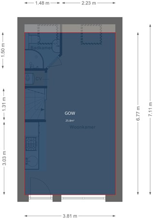 Floorplan - Makassarstraat 59B, 3531 VL Utrecht
