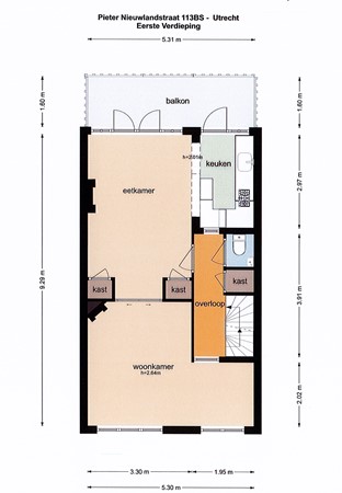 Floorplan - Pieter Nieuwlandstraat 113, 3514 HG Utrecht