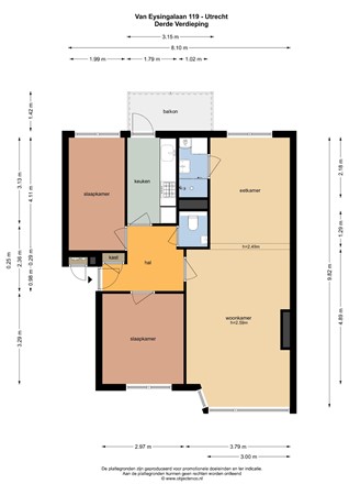 Floorplan - Van Eysingalaan 119, 3527 VC Utrecht