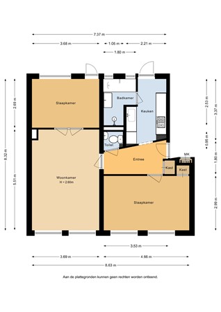 Floorplan - Van Vollenhovenlaan 88, 3527 JS Utrecht