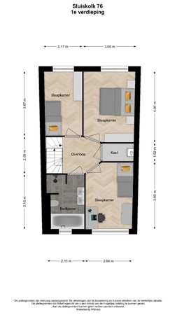 Floorplan - Sluiskolk 76, 2408 PZ Alphen aan den Rijn