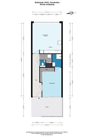 Floorplan - Sloterkade 134B, 1058 HM Amsterdam