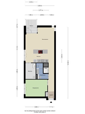 Floorplan - Burgemeester Michiels Van Kessenichpassage 5A, 6224 EJ Maastricht