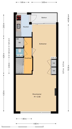 Floorplan - Letlandsestraat 14A, 3028 ED Rotterdam