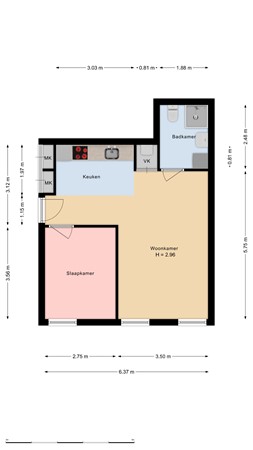 Floorplan - Kromme Wiekstraat 9B, 3035 RA Rotterdam