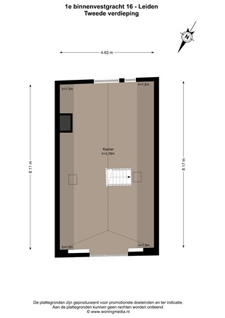 1e Binnenvestgracht 16, 2312 BB Leiden - 1e binnenvestgracht 16 - Leiden - 2e_verdieping - 2D.jpg