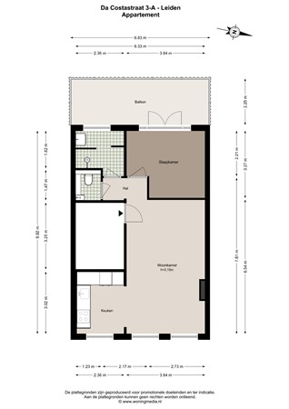 Da Costastraat 3A, 2321 AJ Leiden - Da Costastraat 3-A - Leiden - Appartement - 2D.jpg