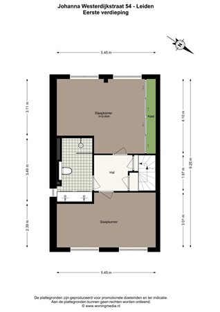 Johanna Westerdijkstraat 54, 2331 MZ Leiden - Johanna Westerdijkstraat 54 - Leiden - 1e_verdieping - 2D.jpg