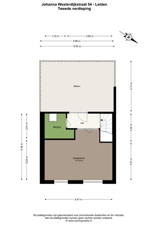 Johanna Westerdijkstraat 54, 2331 MZ Leiden - Johanna Westerdijkstraat 54 - Leiden - 2e_verdieping - 2D.jpg