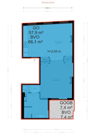 Vliet 5, 2311 RC Leiden - Vliet 5 - Leiden - NEN plattegrond - 2D.jpg