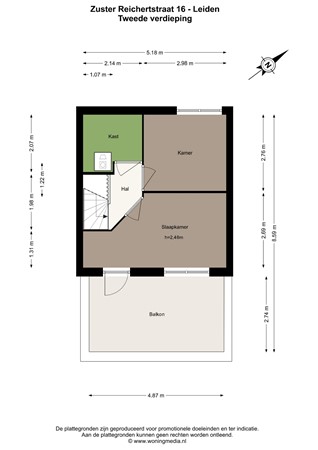 Zuster Reichertstraat 16, 2331 CS Leiden - Zuster Reichertstraat 16 - Leiden - 2e_verdieping - 2D.jpg