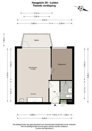 Haagplein 29, 2311 AC Leiden - Haagplein 29 - Leiden - 2e_verdieping - 2D.jpg