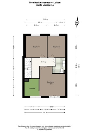 Thea Beckmanstraat 9, 2321 WT Leiden - Thea Beckmanstraat 9 - Leiden - 1e_verdieping - 2D.jpg
