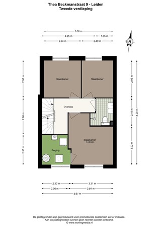 Thea Beckmanstraat 9, 2321 WT Leiden - Thea Beckmanstraat 9 - Leiden - 2e_verdieping - 2D.jpg