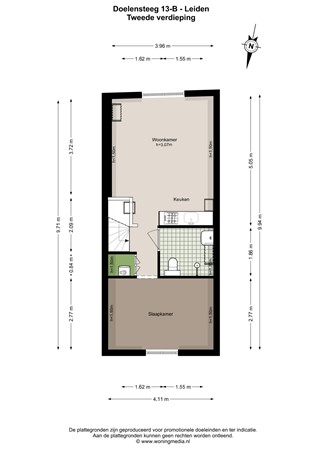 Doelensteeg 13B, 2311 VL Leiden - Doelensteeg 13-B - Leiden - 2e_verdieping - 2D.jpg