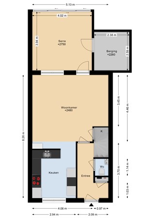 Floorplan - Kraal 43, 3362 WE Sliedrecht