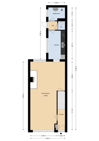 Floorplan - Admiraal de Ruyterstraat 55, 3361 VB Sliedrecht