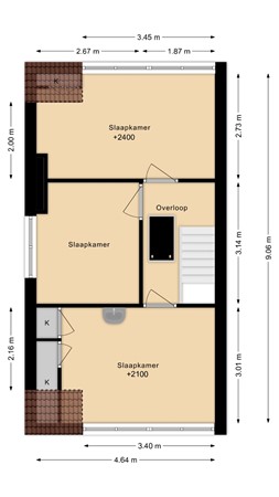 Floorplan - Admiraal de Ruyterstraat 55, 3361 VB Sliedrecht