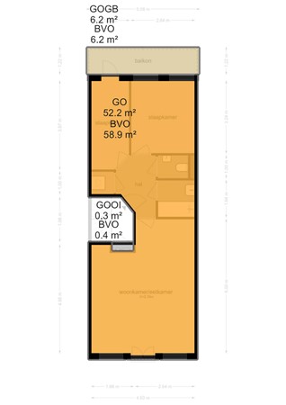 Floorplan - Nieuwe Leliestraat 170B, 1015 HE Amsterdam