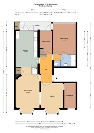 Floorplan - Parnassusweg 15-3, 1077 DB Amsterdam