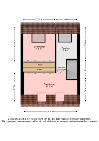Zandberglaan 33, 2493 BH Den Haag - Plattegrond zolder Zanberglaan 33 - Den Haag.jpg
