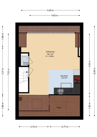 Veerpolderstraat 30, 6833 BP Arnhem - Derde verdieping - 2D.jpg
