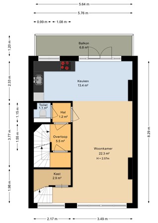 Veerpolderstraat 30, 6833 BP Arnhem - Eerste verdieping - 2D.jpg