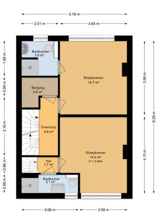 Veerpolderstraat 30, 6833 BP Arnhem - Tweede verdieping - 2D.jpg