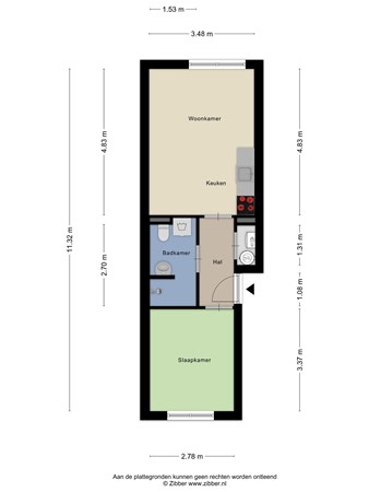 Maandereind 35D, 6711 AA Ede - Plattegrond appartement