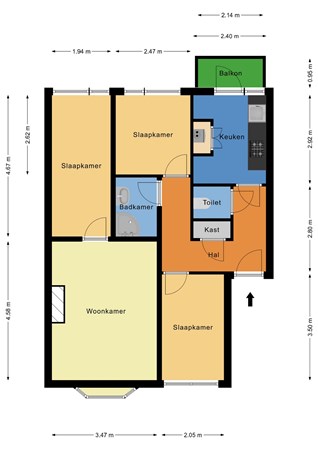 Floorplan - Drebbelstraat 107, 2522 CS Den Haag