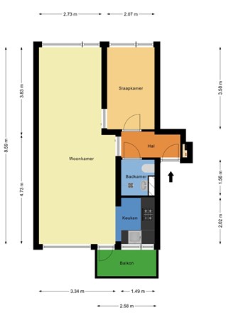 Floorplan - Cleyburchstraat 23B, 3039 DB Rotterdam