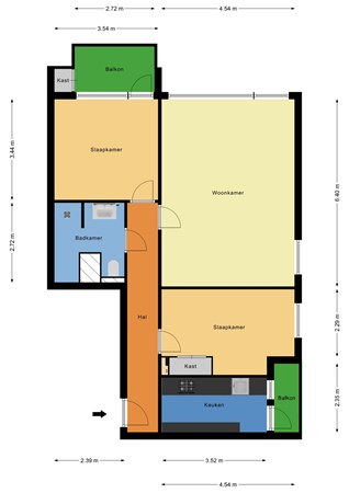 Floorplan - Berliozlaan 22, 3055 KB Rotterdam