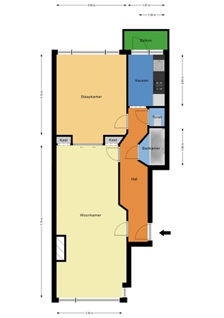 Floorplan - Schieweg 218B, 3038 BN Rotterdam