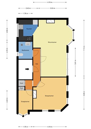 Floorplan - Abraham Kuyperlaan 11B01, 3038 PB Rotterdam