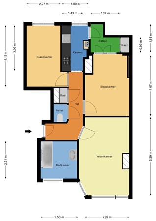 Floorplan - Lunterenstraat 114, 2573 PS Den Haag