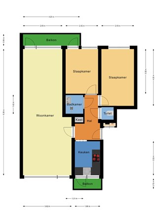 Floorplan - Troelstrastraat 20D, 3038 KV Rotterdam