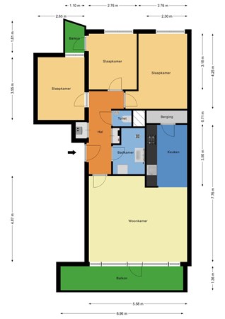 Floorplan - Stationssingel 39D, 3033 HB Rotterdam