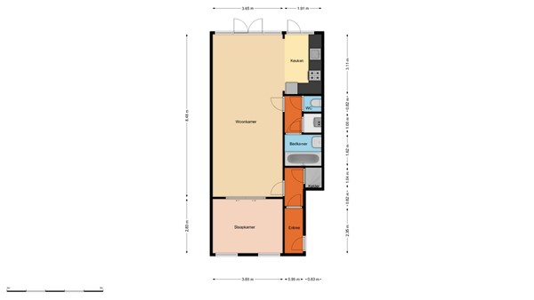 Floorplan - Walenburgerweg 93B, 3039 AE Rotterdam