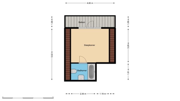 Floorplan - Luzacstraat 24B02, 3038 VX Rotterdam