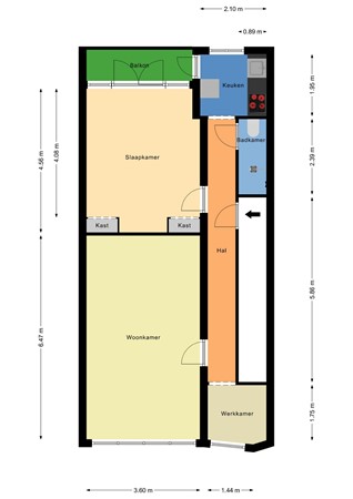 Floorplan - Schieweg 191B01, 3038 AT Rotterdam