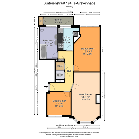 Floorplan - Lunterenstraat 194, 2573 PW Den Haag