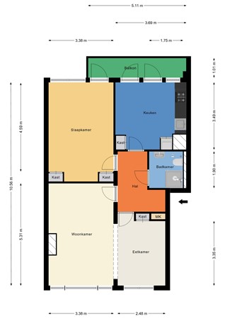 Floorplan - Nolensstraat 49C, 3039 PN Rotterdam