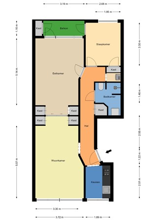 Floorplan - Stadhoudersweg 123C, 3039 EG Rotterdam