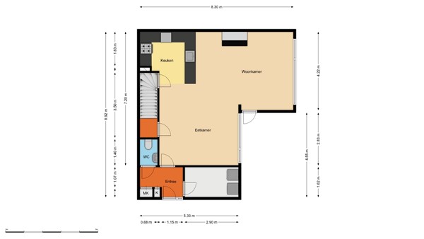 Floorplan - Ben Websterstraat 28, 3069 XJ Rotterdam